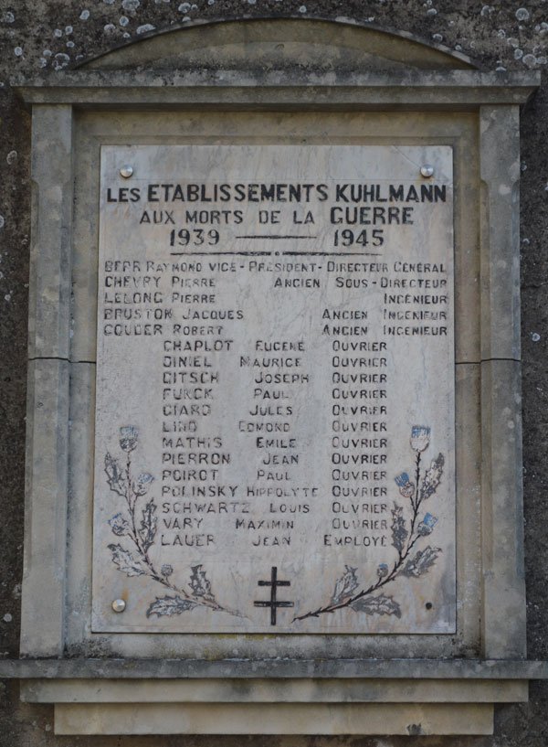 Plaque en mémoire des ouvriers victimes de la guerre 39-45