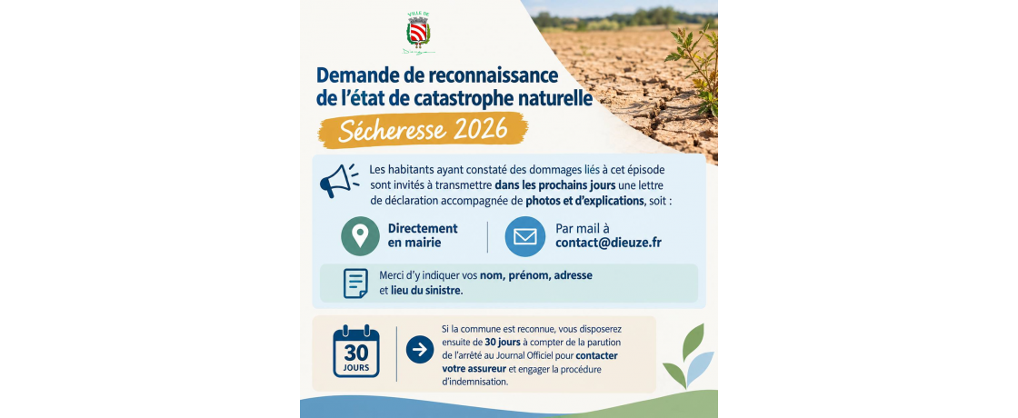 Sécheresse 2026 – demande de reconnaissance de catastrophe naturelle